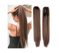 Ponytail Extension Ponytail Hair Extension 22Inch Synthetic Long Straight Claw Clip Ponytail Heat Resistant Straight Hair for Women Ponytail Hair Extension(Black)