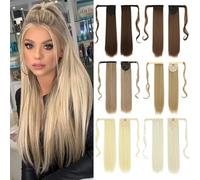 Ponytail Extension Ponytail Hair Extension Long Straight Heat Resistant Synthetic Wrap Around Fake Hair Clip In Brown Pony Tail Ponytail Hair Extension(F8-613)