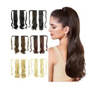 Ponytail Extension Ponytail Hair Extension Synthetic Curly Wrap Around Clip In Blonde Wave Pony Tail Fake Hair Ponytail Hair Extension(Light Brown)