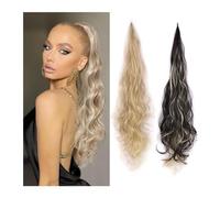 Ponytail Extension Ponytail Hair Extensions 32inch Synthetic Long Flexible Wrap Around Fake PonyTail Natural Soft Hairpieces For Women Daily Use Ponytail Hair Extension(B-GREY)