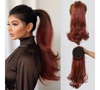 Ponytail Extension Ponytail Hair Extensions for Women Synthetic Drawstring Red Brown Tail Warping Straight Hairpieces Heat Resistant Cosplay Hair Ponytail Hair Extension(NMW1026-9)