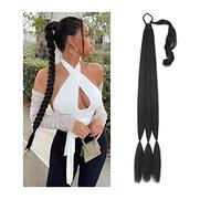 Ponytail Extension Ponytails Hair pieces For Women Daily Use 26/34 Inch Around Ponytail Extension Synthetic Long Braided Ponytail with Hair Tie Straight Wrap Hair Extensions Ponytail(B,26inch)