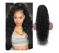 Ponytail Extension Real Human Hair Clip in Pony Drawstring Puff Ponytail Kinky Curly Hair Extension Malaysia Tail African American Hair Extensions(24inches)