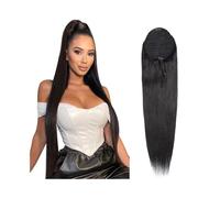 Ponytail Extension Straight Drawstring Ponytail for Black Women 14-26 Inch Brazilian Human Hair Pony Tails Hairpieces Clip In Remy Extension Fake Hair(22inches)