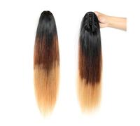 Ponytail Extension Straight Hair Ponytail 10-24 Inch Brazilian Remy Human Claw Clip Extensions T1B/4/27 Daily use(16inches)