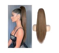 Ponytail Extension Straight Human Hair Ponytail Extension for Women Girls, 16"-26" Long Brazilian Remy Hair Drawstring Ponytail #6 Brown Clip In Pony Tail Hairpiece for Daily Use(24inches)