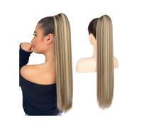 Ponytail Extension Straight Ponytail Extension for Women 16-26 Inch Drawstring Ponytail Human Hair Extensions #P8/613 Brazilian Remy Hair Pony Tails Clip in Hair Pieces for Daily Use(22inches)