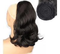 Ponytail Extension Synthetic 18inch Wavy Hair Extension Tail Warping Straight Hairpiece with Two Plastic Comb Black Drawstring Ponytail Hair Ponytail Hair Extension(Color:2)