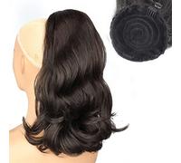 Ponytail Extension Synthetic 18inch Wavy Hair Extension Tail Warping Straight Hairpiece with Two Plastic Comb Black Drawstring Ponytail Hair Ponytail Hair Extension(Color:4)