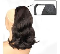 Ponytail Extension Synthetic 18inch Wavy Hair Extension Tail Warping Straight Hairpiece with Two Plastic Comb Black Drawstring Ponytail Hair Hair Extensions Ponytail(Color:4-01)