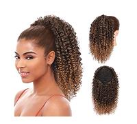 Ponytail Extension Synthetic Drawstring Puff Ponytail for Black Women 14inch Afro Curly Hair Extension Clip in Ponytail Hair Pieces Synthetic Afro Drawstring Ponytail Hair Extensions Ponytail(Color:1B