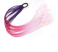 Ponytail Extension Synthetic Rubber Band Twist Braid Ponytail Extension, 60CM Colorful Mixed Braid Hairpieces for Girls Kids, Dress Beautification Ornament Ponytail Hair Extension (Color : 0027, Siz