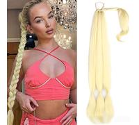Ponytail Extension Tie Fake Hair Extensions Long Synthetic Braided Ponytail Hair Extension for Women, Hairpiece Pony Tail with Hair Hair Extensions Ponytail(Blond)