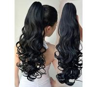 Ponytail Extension Two Wear Styling Wavy Hair Extensions Synthetic Fake Hair Clip In The Ponytail Wig Daily Curls The Ponytail Ponytail Hair Extension(Black)