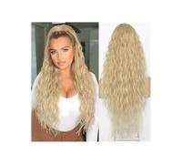 Ponytail Extension, Water Wave Drawstring Ponytail Human Hair Ponytail Extension Brazilian Virgin Hair Clip in Hair Piece Wave Curly Ponytail Hair Extension for,Bleach Blonde-16inches