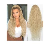 Ponytail Extension Water Wave Drawstring Ponytail Human Hair Ponytail Extension Brazilian Virgin Hair Clip in Hair Piece Wave Curly Ponytail Hair Extension for Women for Daily Use(Bleach Blonde,14inch