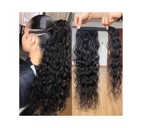 Ponytail Extension Water Wave Wrap Around Ponytail Human Hair Extension 10-24 Inch Long Wavy Brazilian Remy Hair Pony Tail Clip in Hairpiece for Woman for Daily Use(12inch(105g))
