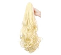 Ponytail Extension Wavy Curly 20" Long Synthetic Fake Pony Tail Wig Claw Clips For Women Daily Use 140 G Hair Extension for Daily Use(Blonde)