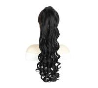 Ponytail Extensions, 20" Long Wavy Fake Ponytails Synthetic Fluffy Heat Resistant Hair Pieces for Black Women Party Daily Use for Daily Use(1B)