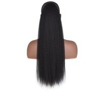 Ponytail Extensions 22 Inch Long Afro Yaki Straight Ponytail Extension for Black Women, Natural Kinky Srtaight Drawstring Ponytail Clip In Synthetic Ponytail Hair Pieces for Women(Color:1B)