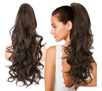 Ponytail Extensions 24 Inch Ponytail Extensions Synthetic Hair Long Curly Wavy Layered Jaw Clip with Ponytail for