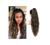 Ponytail Extensions 26 inch Claw Clip Long Curly Wavy Clip in Ponytails Synthetic Hair Piece Pony Tail Hairpieces for Women(Brown Highlighted Blonde)
