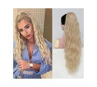 Ponytail Extensions 26 inch Claw Clip Long Curly Wavy Clip in Ponytails Synthetic Hair Piece Pony Tail Hairpieces for Women(Blonde)