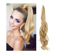 Ponytail Extensions Flexible Winding Type Long Wavy Hair Magic Wand High Ponytail Fluffy Hair Extension Synthetic Wig 32-inch Ponytail Women for Women(M27 613)