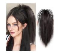 Ponytail Extensions Ponytail Hair Extension Short Messy Fluffy Ponytail Hairpiece For Women Natural Tail With Claw Clip Straight Synthetic Claw Clip for Women(Brown Black)