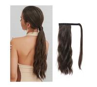 Ponytail Extensions Ponytail Hair Extensions Synthetic Ponytail Warp Around Clip in Brown Blonde Long Wavy Natural Pony Heat Resistant Fake Hair for Women(NMW006-4)