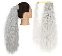 Ponytail Extensions Wrap On Clip Hair Extensions Synthetic Corn Wavy Long Ponytail for Women Hairpiece for Women(Color:Q19-1001A,Size:22inch-55cm)