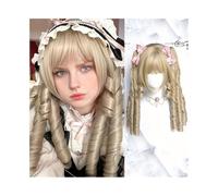 Ponytail, Gold Beige Elegant Vintage Roman Roll Ponytail Women Lolita Tiger Mouth Clip Wig Lolita Long Curly Hair Wig Ponytail Extension