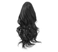 Ponytail Hair Extension, 10 Inch Claw Clip Wavy Synthetic Pony tail Hairpiece for Daily Use(1B)