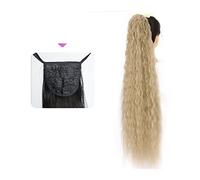 Ponytail Hair Extension 35/55/80cm Synthetic Long Corn Wave Ponytail Extension Drawstring Curly Wavy Ponytail Hairpieces for Women Curly Drawstring Ponytail Heat Resistant Ponytail Hairpiece (Color :