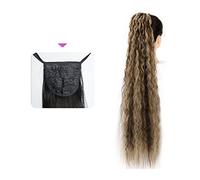 Ponytail Hair Extension 35/55/80cm Synthetic Long Corn Wave Ponytail Extension Drawstring Curly Wavy Ponytail Hairpieces for Women Curly Drawstring Ponytail Heat Resistant Ponytail Hairpiece (Color :