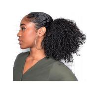 Ponytail Hair Extension 8-20" Curly Human Hair Ponytail Extension Drawstring Ponytail Kinky Curly Ponytail Hairpiece Peruvian Hair Clip In Afro Curly Ponytail Natural Black Ponytail Hairpiece (One Co
