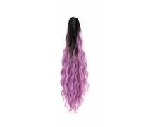 Ponytail Hair Extension Body Wave Wavy Curly One Piece 24"/60cm Claw Jaw Pony Tail Hairpiece Black/Purple Synthetic Extensions for Women for Daily Use