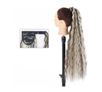 Ponytail Hair Extension Corn Wave Ponytail Hair Extensions - 22/34 Inch Long Wavy Curly Wrap Around Pony Tail Clip In Natural Synthetic Wavy Hairpiece for Women Ponytail Hairpiece (Color : F8-613, S