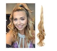 Ponytail Hair Extension Flexible Winding Type Long Wavy Hair Magic Wand High Ponytail Fluffy Hair Extension Synthetic Wig 32-inch Ponytail Women Ponytail Hairpiece(P27 613)