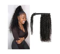 Ponytail Hair Extension Kinky Curly Ponytail Extension 10-24Inch Brazilian Human Hair Wrap Around Ponytail Hairpieces Clip In Afro Curly Remy Hair Extension For Black Women Ponytail Hairpiece (One Co