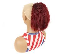 Ponytail Hair Extension Syntheitc Short Fake Hair Pieces Drawstring Ponytail Hair Extensions Corn Wavy Curly Clip in Fluffy Ponytail Hairpiece for Women Ponytail Hairpiece (Color : BUG)
