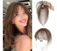 Ponytail Hairpiece, Clip-In Real Hair Piece with Clip, One Piece Pony Hairpiece, Real Hair Hairpiece, Pony Clip Fringe Clip in Human Hair Extension for Women, Brown