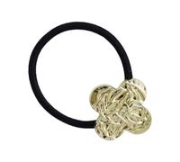 Ponytail Headband - Elastic Tie Gold Embossed Accent, Metal Geometric Detail, Sleek Secure Hold | Chic Ponytail Band For Thick Strands Daily Styling Events Modern Fashion Appeal Luxury