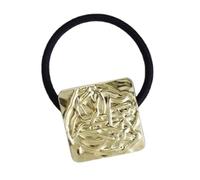 Ponytail Headband - Elastic Tie Gold Embossed Accent, Metal Geometric Detail, Sleek Secure Hold | Chic Ponytail Band For Thick Strands Daily Styling Events Modern Fashion Appeal Luxury