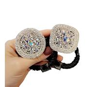 Ponytail Holder Hair Accessories 2pcs Fashion Bling Crystal Rhinestone Hair Ties Hair Bands Hair Ropes Elastics Hair Circles
