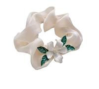 Ponytail Holder Hair Accessories 5pcs Flower Hair Scrunchies Elastic Hair Bands Handmade Hair Ties Ponytail Holder(White)