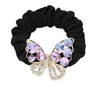 Ponytail Holder Hair Accessories Korean Style Alloy Rhinestone Butterfly High Elasticity Rubber Band Hair Rope For Girl(A)