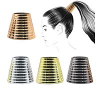 Ponytail Holder Metal Pack of 4 Tapered High Tail Hair Clips | Metallic Hair Scrunchie Hair Cuffs Easy Installation Hair Clip Non-Slip Elegant Hair Accessories For Thick Thin Hair