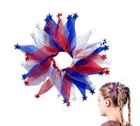 Ponytail Holder with Stars - Patriotic Hair Scrunchie | Fun Hair Scrunchies, Red White Blue Hair Band, Independence Day Decor, 4th of July Accessories, Great for Parties, Festivals, Everyday Use