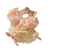 Ponytail Holders For Girls 2Pcs Ballet Style Bow Knot Ribbon Cream Hair Rope Large Intestine Hair Circle Head Flower Headdress Hair Accessories Head Rope Girls